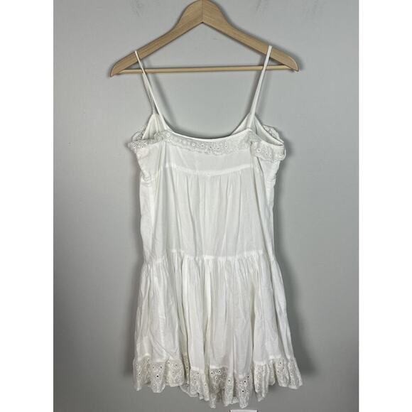 Zara Basic White Boho Festival Beach Mini Dress Lace With Embroidery Size Small - Picture 2 of 7